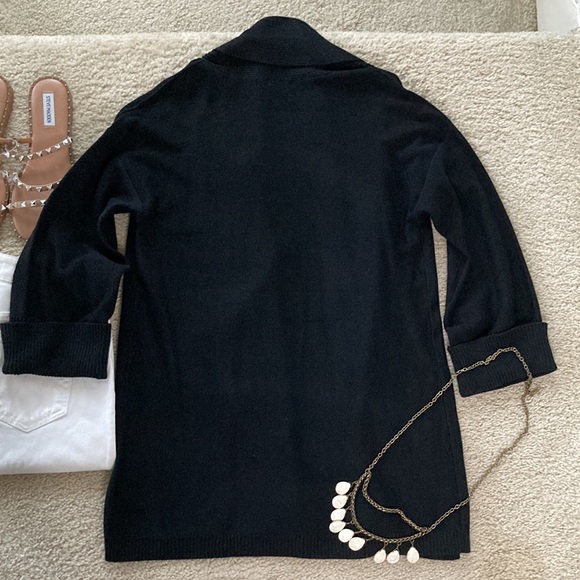 Splendid Black Shawl Collar Open Cardigan - Picture 8 of 9
